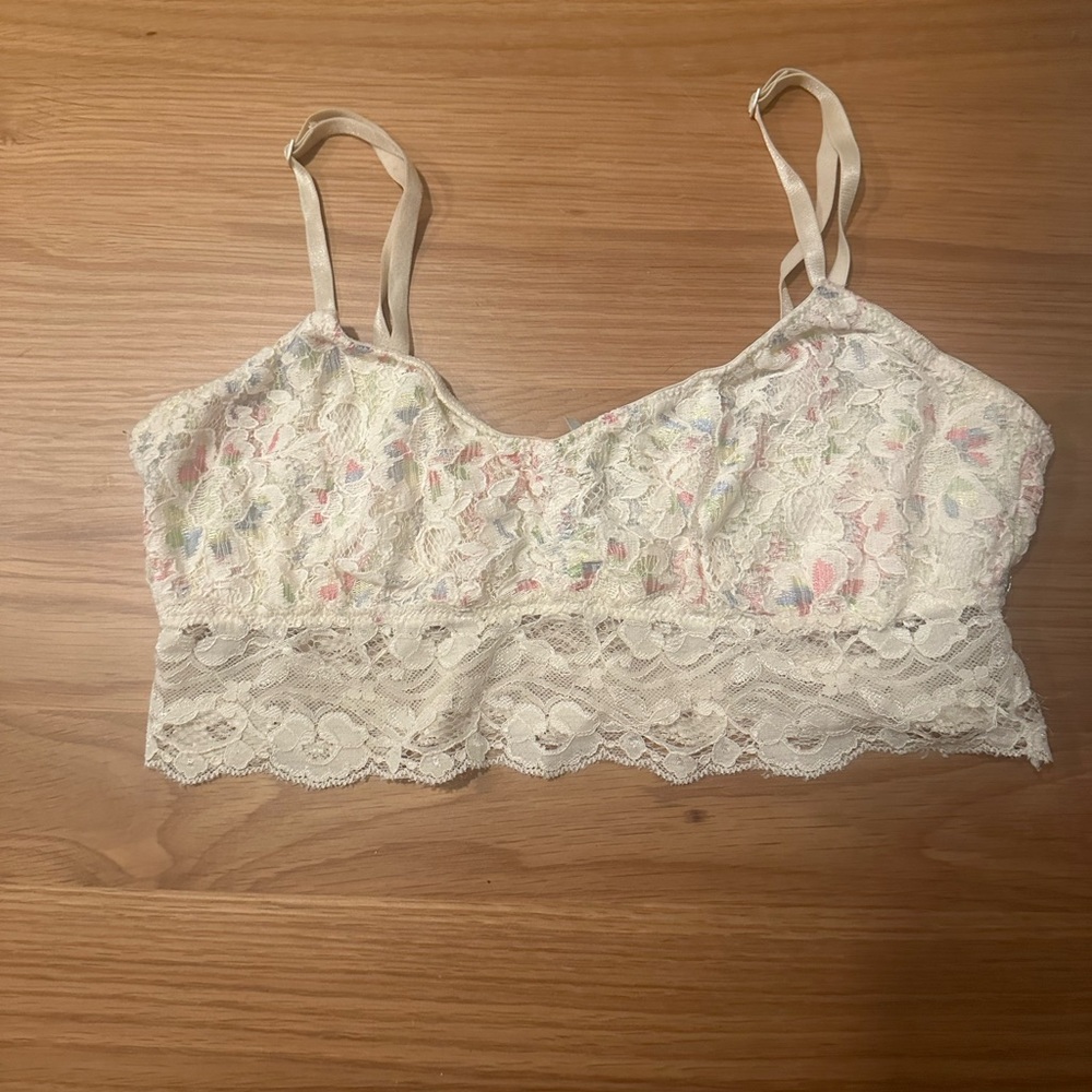 Urban outfitters sparkle and fade bralette size medium white with color print